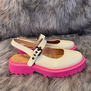 Marc Nolan Chic Cream and Pink Women's Mary Jane Shoes Size 7/8
